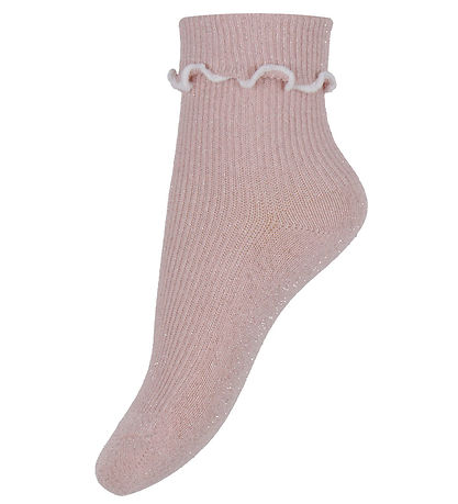 Konges Sløjd Socken - 2er-Pack - Rib Frill - Rose/Off White