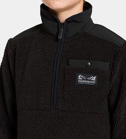 Didriksons Fleece Jacket - Teddy - Exa Half Zip - Black