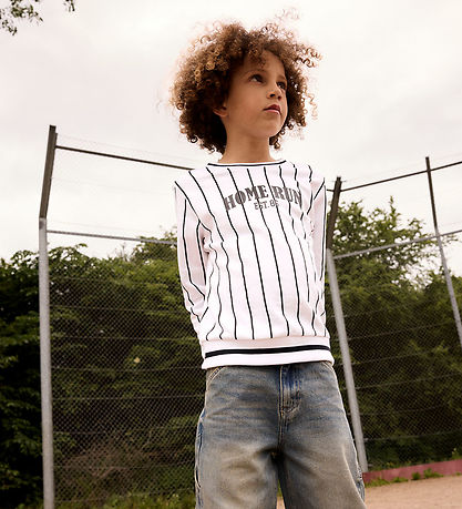 Name It Sweatshirt - NkmDeltem - Bright White m. Strepen
