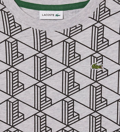 Lacoste T-shirt - Silver/Chine/Black w. Logo/Print