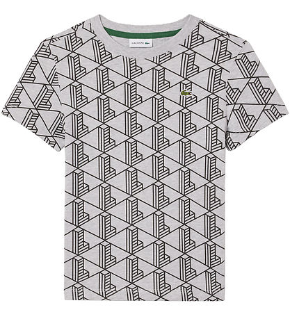 Lacoste T-shirt - Silver/Chine/Black w. Logo/Print
