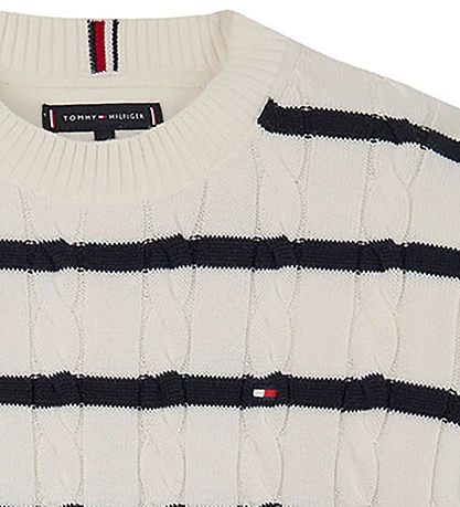 Tommy Hilfiger Blússa - Prjónað - Ivory Petal/Dark Nótt Dökkblát