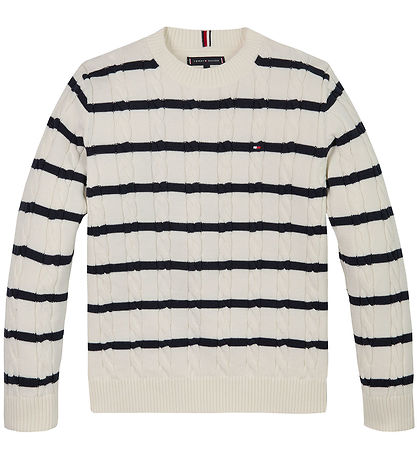 Tommy Hilfiger Blússa - Prjónað - Ivory Petal/Dark Nótt Dökkblát