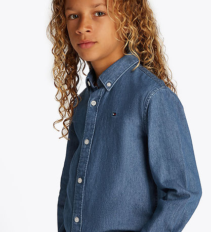 Tommy Hilfiger Skyrta - Gallaefni Chambray - Gallaefni Medium+ Þ