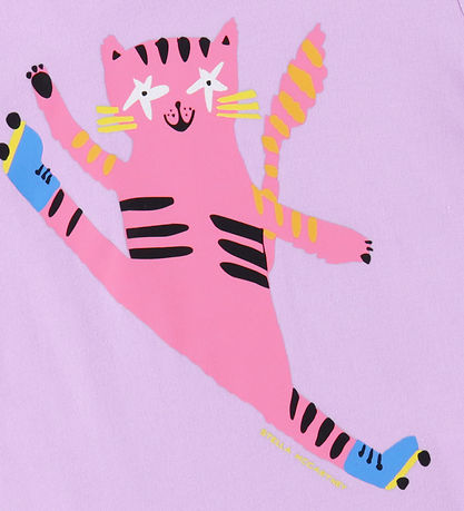 Stella McCartney Kids Stuttermabolur - Fjólublátt M. Köttur