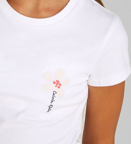 Calvin Klein Stuttermabolur - Small Flower - Bright White