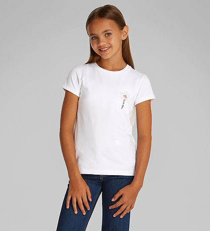 Calvin Klein Stuttermabolur - Small Flower - Bright White