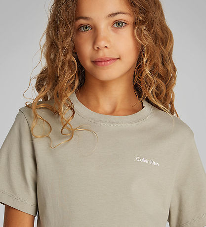 Calvin Klein Stuttermabolur - Chest Inst. Lógó - Laurel Oak Grey