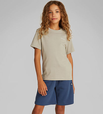 Calvin Klein Stuttermabolur - Chest Inst. Lógó - Laurel Oak Grey