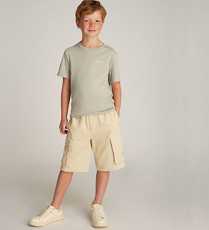 Calvin Klein Stuttermabolur - Chest Inst. Lógó - Laurel Oak Grey