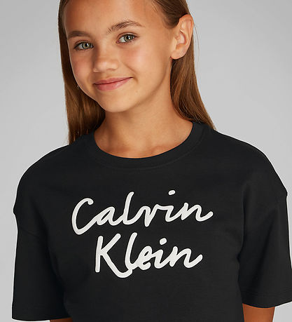 Calvin Klein Stuttermabolur - Script Lógó - Ck Black