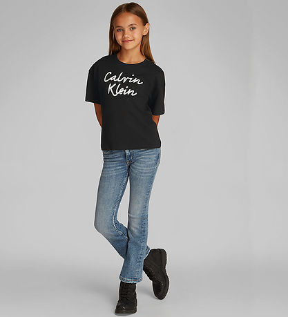 Calvin Klein Stuttermabolur - Script Lógó - Ck Black
