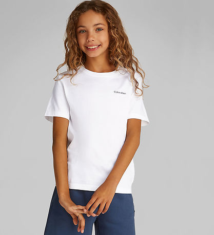 Calvin Klein Stuttermabolur - Chest Inst. Lógó - Bright White