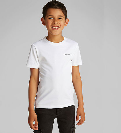 Calvin Klein Stuttermabolur - Chest Inst. Lógó - Bright White