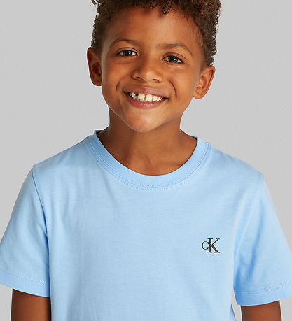 Calvin Klein T-Shirt - 2er-Pack - Monogramm - Blue Bell/Oyster G