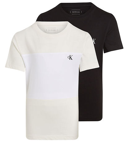 Calvin Klein T-Shirt - 2er-Pack - Farbblock - Black/Tofu Farbblo