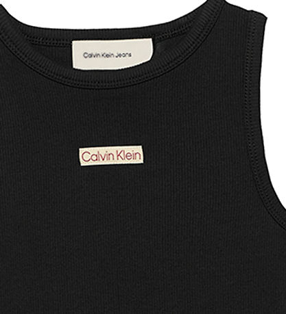 Calvin Klein Kjóll - Rib Ermalaus - Ck Black