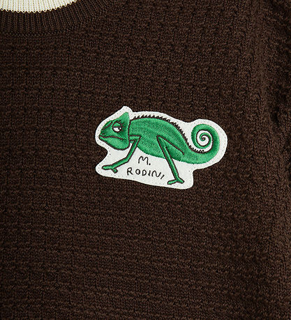 Mini Rodini Stuttermabolur - Prjónað - Eðla - Brúnt