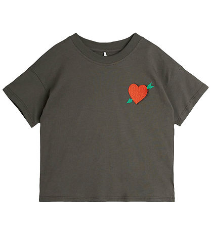 Mini Rodini Stuttermabolur - Örvar Heart - Dökkgrænn