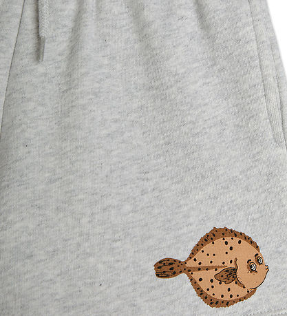 Mini Rodini Sweat Shorts - Flounder - Grey Melange