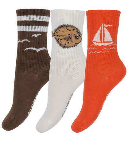 Mini Rodini Socken - 3er-Pack - Segelboot - Multi