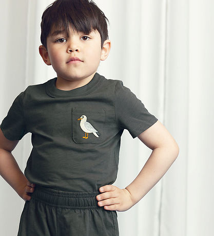Mini Rodini T-shirt - Seagull - Dark Green
