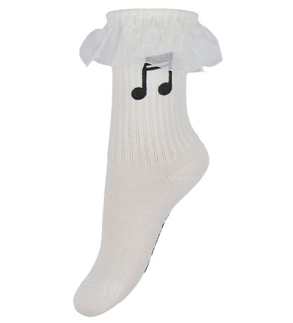 Mini Rodini Socks - Rib - Note Frill - White