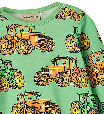 Småfolk Pyjamahaalari - Minttu Green Tee M. Traktorit