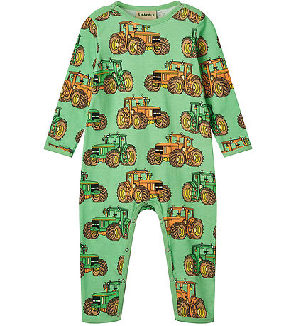 Småfolk Pyjamahaalari - Minttu Green Tee M. Traktorit