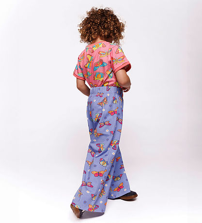 Småfolk Trousers - Purple Delight w. Butterflies