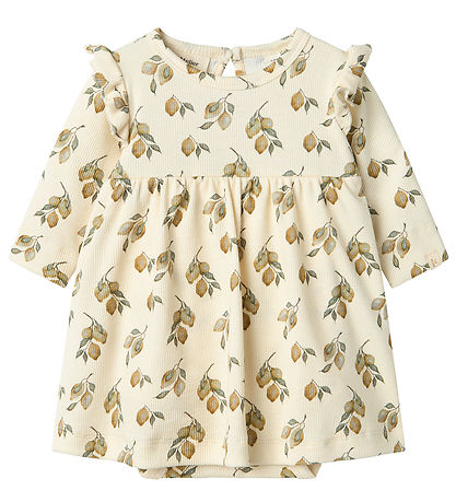 Lil' Atelier Bodysuit w. Skirt L/æ - NbfGavo - Rib - Turtledove/