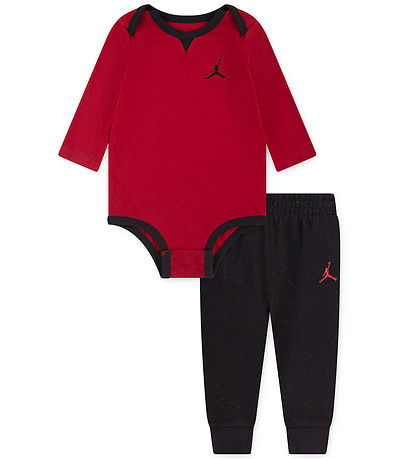 Jordan Set - Joggingbroek/Romper L/æ - Zwart/Rood