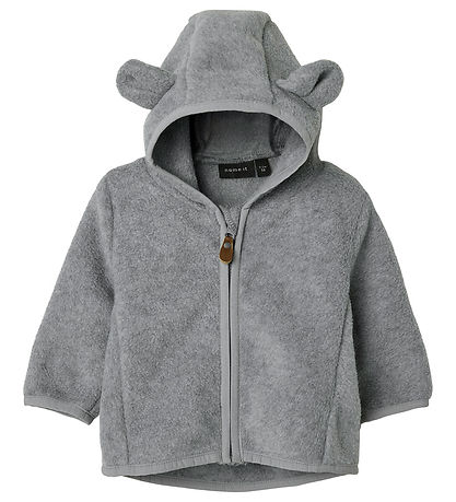 Name It Flísjakki - NbnMeeko - Grey Melange M. Eyru