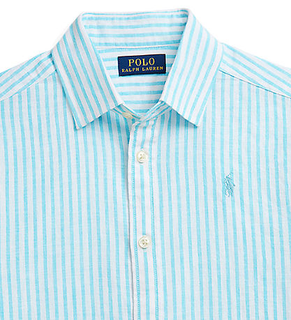 Polo Ralph Lauren Overhemd - Linnen - Lichtblauw/Wit Gestreept