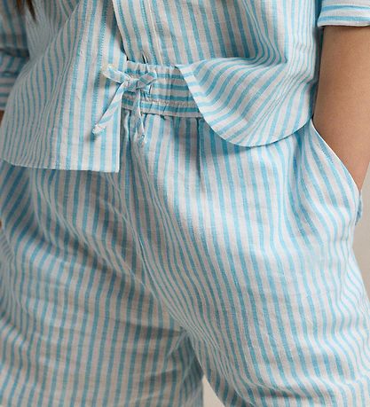 Polo Ralph Lauren Shorts - Linnen - Lichtblauw/Wit Gestreept