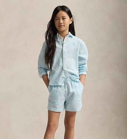 Polo Ralph Lauren Shorts - Linnen - Lichtblauw/Wit Gestreept