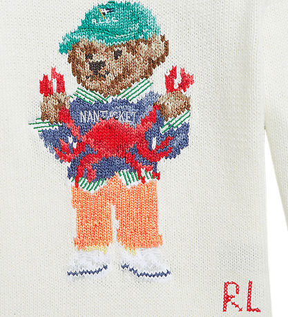 Polo Ralph Lauren Blouse - Knitted - White w. Soft Toy