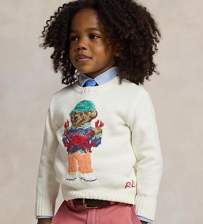 Polo Ralph Lauren Blouse - Knitted - White w. Soft Toy