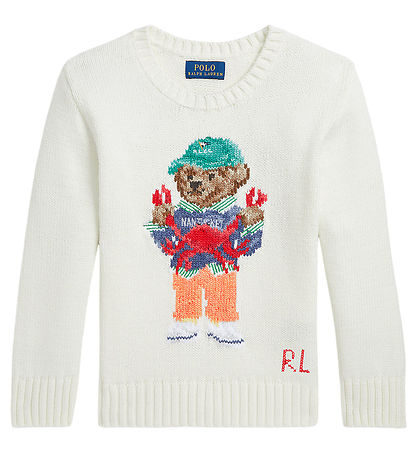 Polo Ralph Lauren Blouse - Knitted - White w. Soft Toy