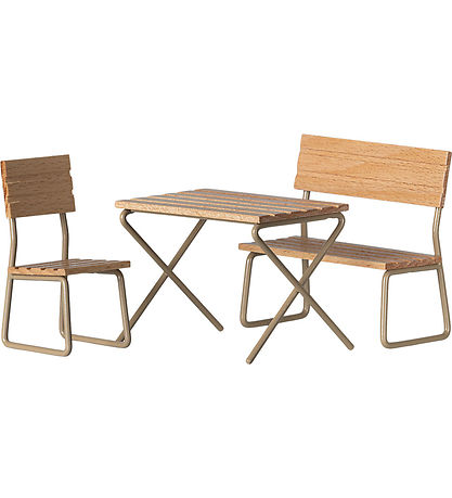 Maileg Miniature Garden Set - Table with Chair and Bench - Mouse