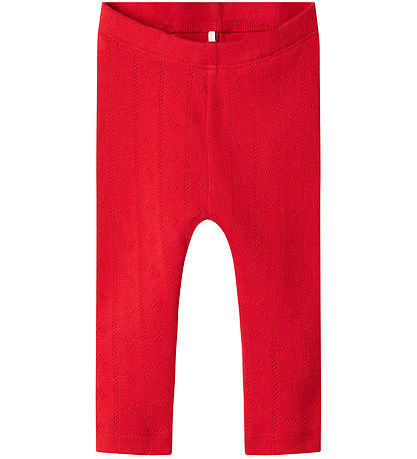 Name It Leggings - NbfDagnes - Chinese Red w. Pointelle