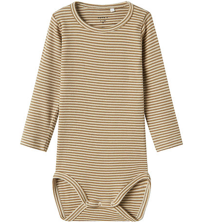 Name It Bodysuit L/æ - Rib - NbnOsole - Summer Sand w. Stripes