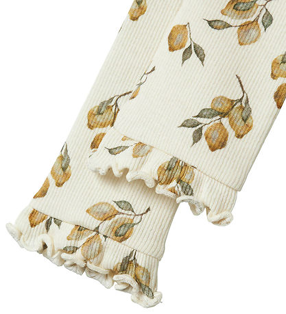 Lil' Atelier Leggings - Rib - NbfGavo - Turtledove/Lemon