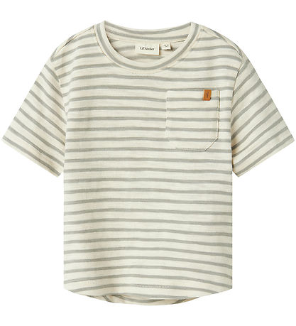 Lil' Atelier T-shirt - Knitted - NmmDenji - Forest Fog w. Stripe