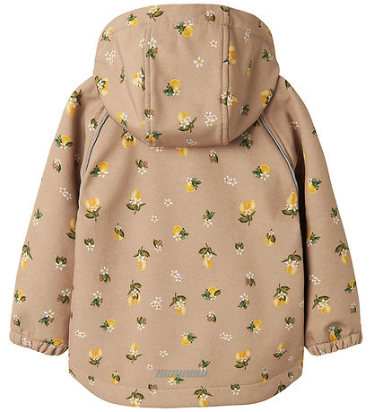 Name It Softshelljacka m. Fleece - NmfAlfa08 - Light Taupe/Lemon