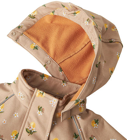 Name It Softshelljacka m. Fleece - NmfAlfa08 - Light Taupe/Lemon