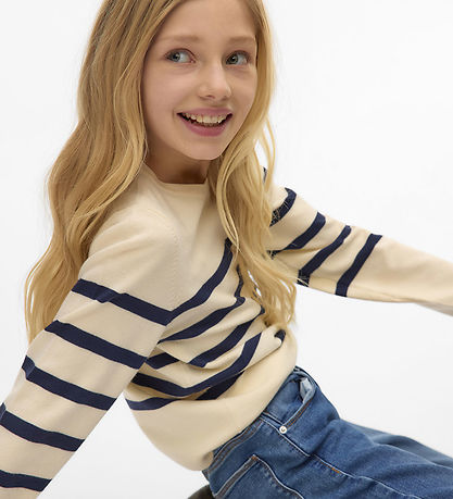 Vero Moda Girl Blouse - Knitted - VmSaba - Birch/Navy Blazer
