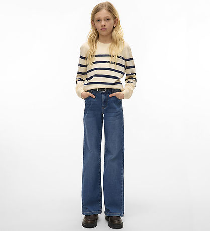 Vero Moda Girl Blouse - Knitted - VmSaba - Birch/Navy Blazer