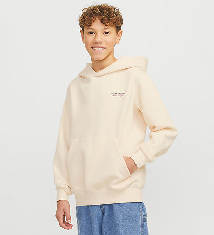 Jack & Jones Hoodie - JorIslington - Antique White w. Print