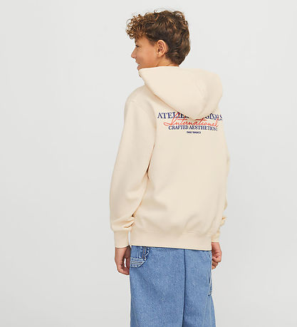 Jack & Jones Hoodie - JorIslington - Antique White w. Print